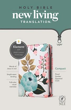 NLT Compact Zipper Bible, Filament Enabled Edition (Red Letter, Cloth, Floral Garden)