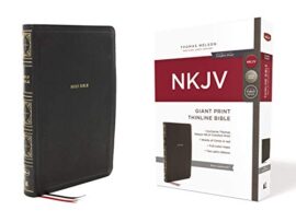 NKJV, Thinline Bible, Giant Print, Leathersoft, Black, Red Letter Edition, Comfort Print