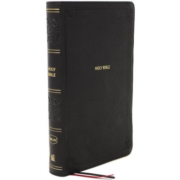 NKJV, End-of-Verse Reference Bible, Personal Size Large Print, Leathersoft, Black, Thumb Indexed, Red Letter, Comfort Print: Holy Bible, New King James Version