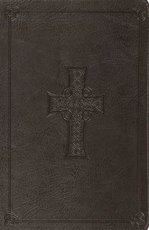 ESV LP Thinline Bible Charxoal Celtic Cross Design